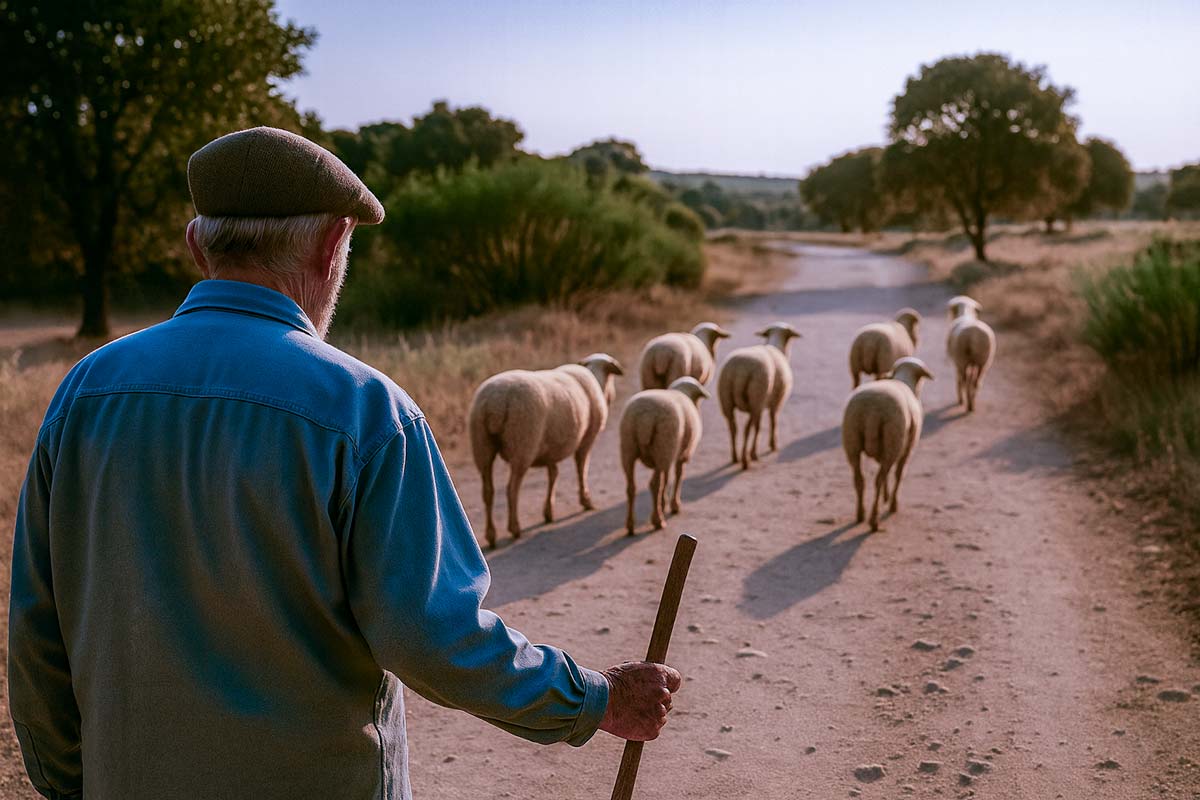 pastor con ovejas pastor con ovejas